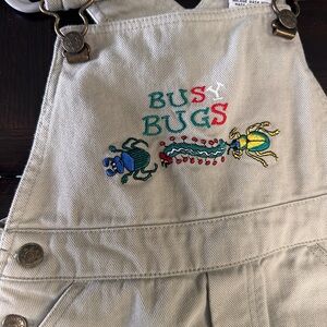 Beige Overalls with Embroidered Bugs